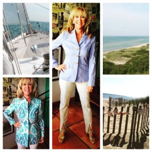 This Nantucket look designed by Bonnie is perfect for a stroll down the shoreline or a sailing trip along the coast. Made out of natural fibers, fabrics like linen, cotton and denim form pieces that are tailored to your shape.